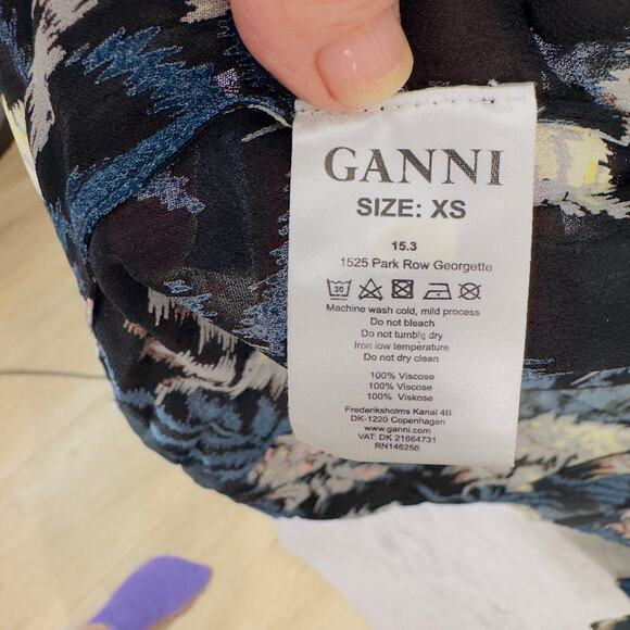 Ganni Blue Floral Kimono Size XS - Picture 7 of 10